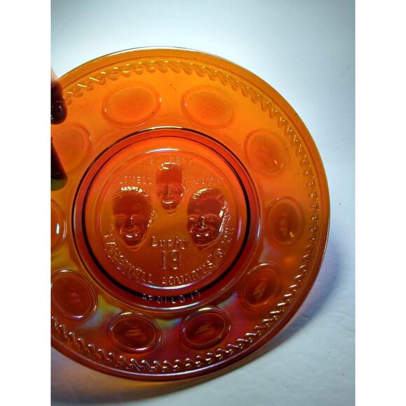 Vintage Carnival Glass Orange Apollo 13 Space Astronaut Plate Wheaton Glass NASA - Picture 2 of 6